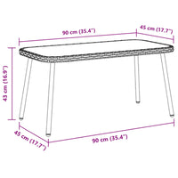 Tavolino da salotto Nero 90 x 45 x 43 cm Polyrattan e vetro 4108267