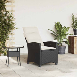 vidaXL Sedia Reclinabile da Giardino con Tavolino Nera Polyrattan