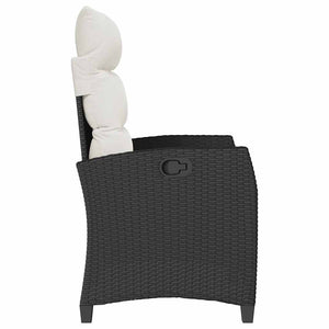 vidaXL Sedia Reclinabile da Giardino con Tavolino Nera Polyrattan