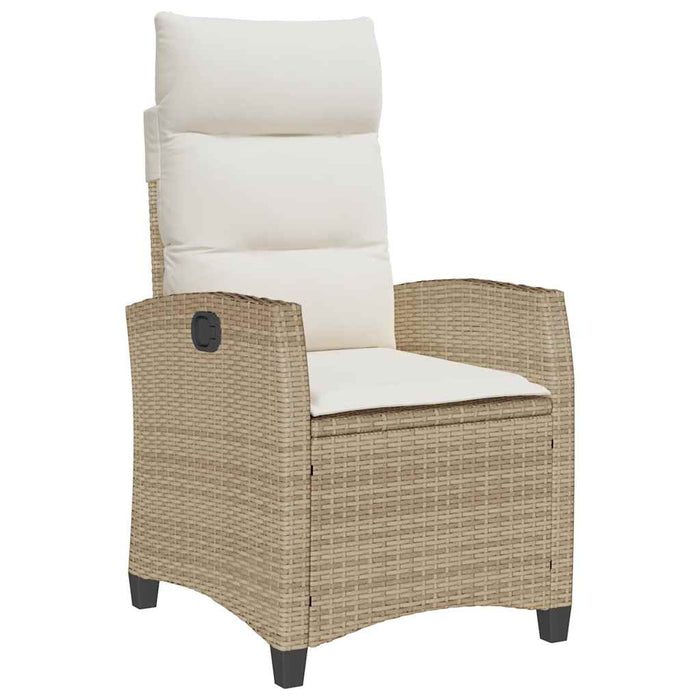 vidaXL Sedia Reclinabile da Giardino con Tavolino Beige Polyrattan