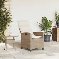 vidaXL Sedia Reclinabile da Giardino con Tavolino Beige Polyrattan