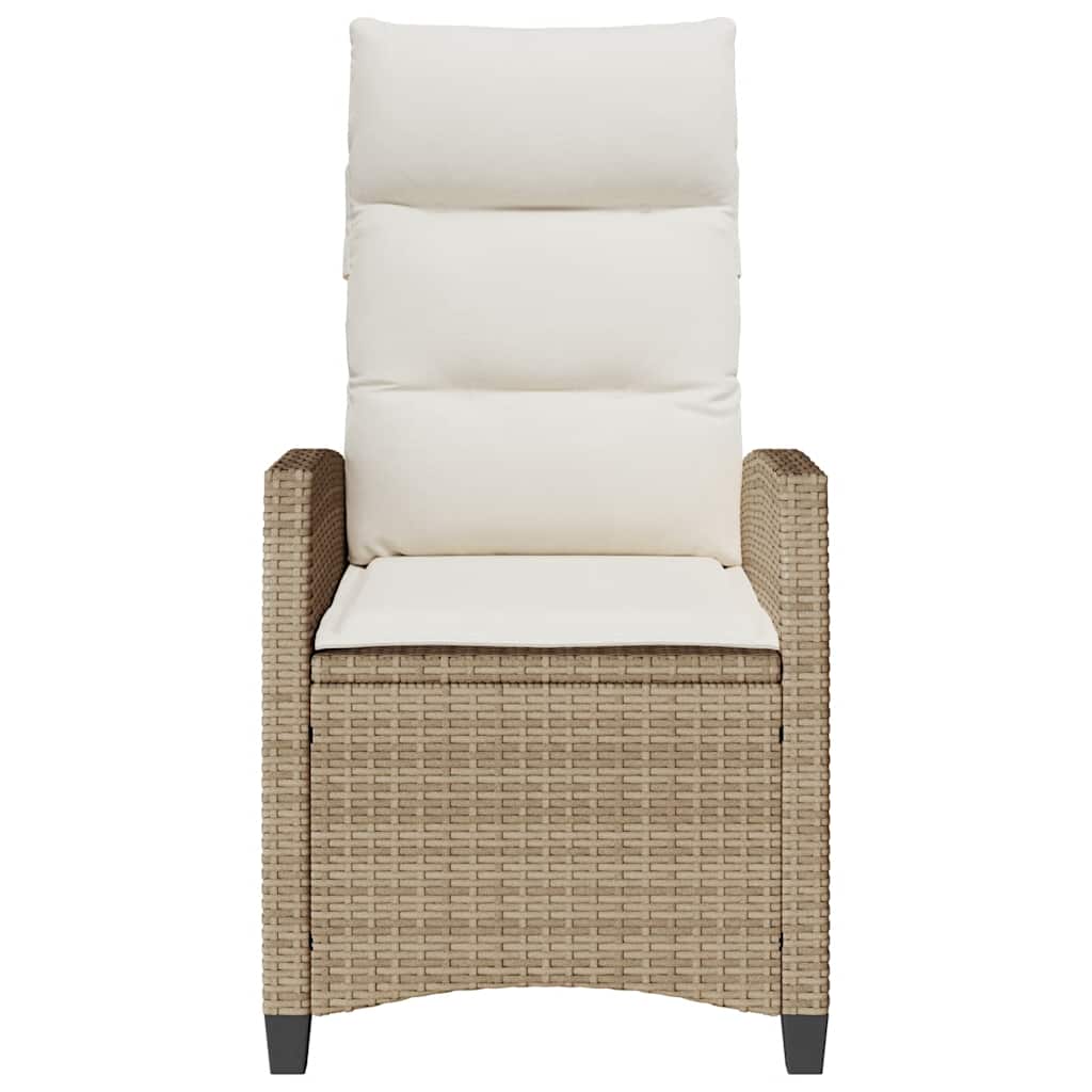 vidaXL Sedia Reclinabile da Giardino con Tavolino Beige Polyrattan