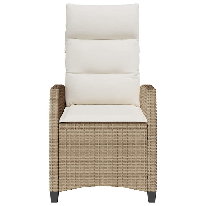 vidaXL Sedia Reclinabile da Giardino con Tavolino Beige Polyrattan