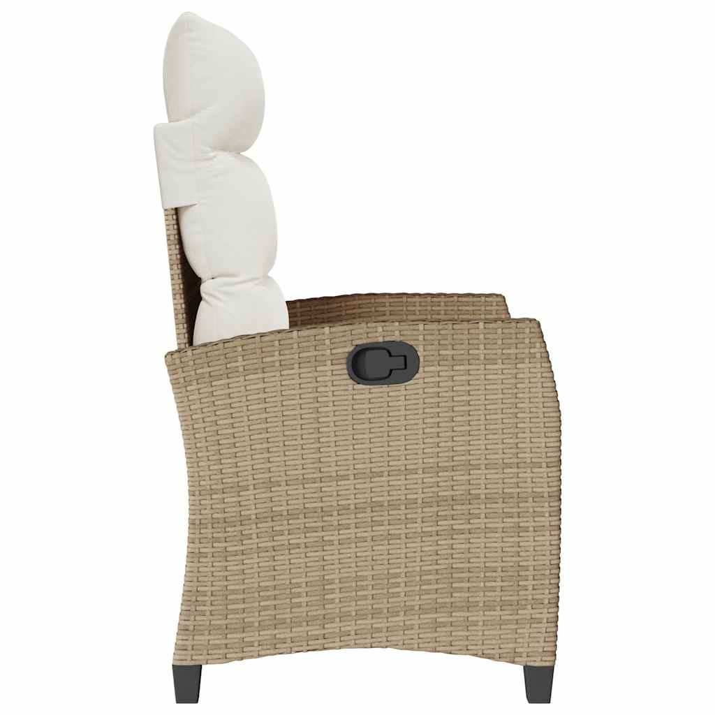 vidaXL Sedia Reclinabile da Giardino con Tavolino Beige Polyrattan