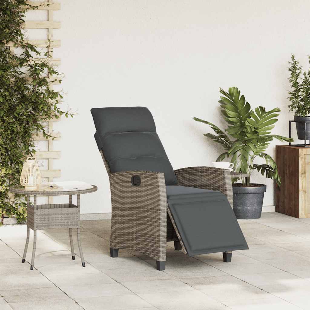Sedia Reclinabile da Giardino con Tavolino Grigio Polyrattan 4108276
