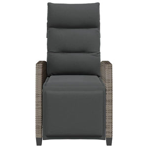 Sedia Reclinabile da Giardino con Tavolino Grigio Polyrattan 4108276