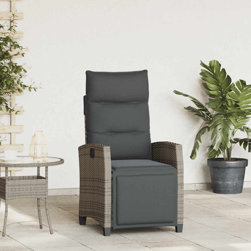 Sedia Reclinabile da Giardino con Tavolino Grigio Polyrattan 4108276