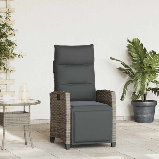 Sedia Reclinabile da Giardino con Tavolino Grigio Polyrattan 4108276