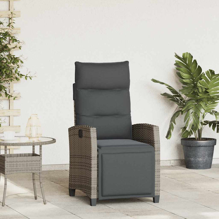 Sedia Reclinabile da Giardino con Tavolino Grigio Polyrattan 4108276
