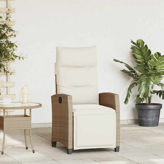 Sedia Reclinabile da Giardino con Tavolino Beige Polyrattan 4108277
