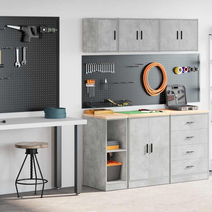 vidaXL Armadi da Garage 2 pz Grigio Cemento in Legno Multistrato