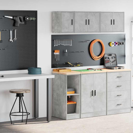 Armadi da Garage 2 pz Grigio Cemento in Legno Multistrato 3328263