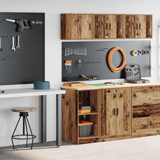 vidaXL Armadi da Garage 2 pz Legno Antico in Legno Multistrato