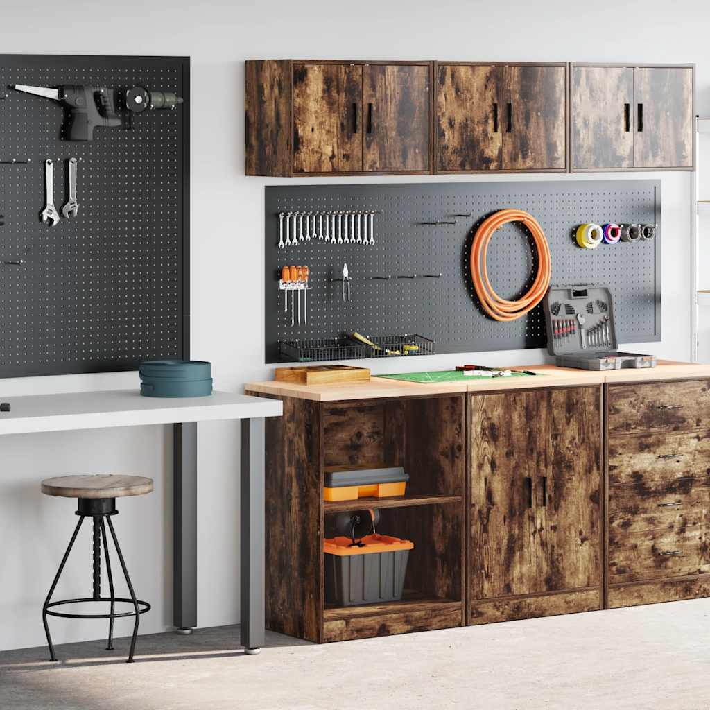 vidaXL Armadi da Garage 2 pz Rovere Fumo in Legno Multistrato