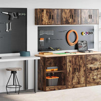 vidaXL Armadi da Garage 2 pz Rovere Fumo in Legno Multistrato