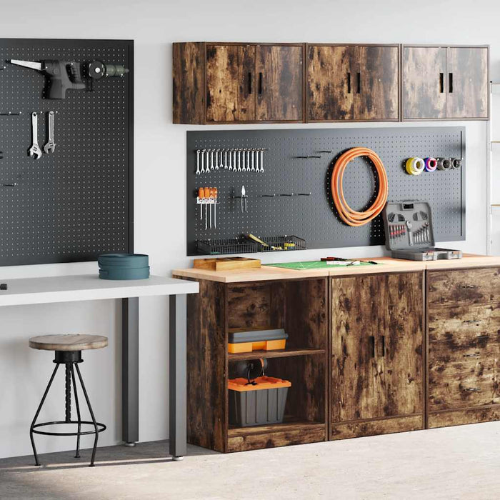 vidaXL Armadi da Garage 2 pz Rovere Fumo in Legno Multistrato