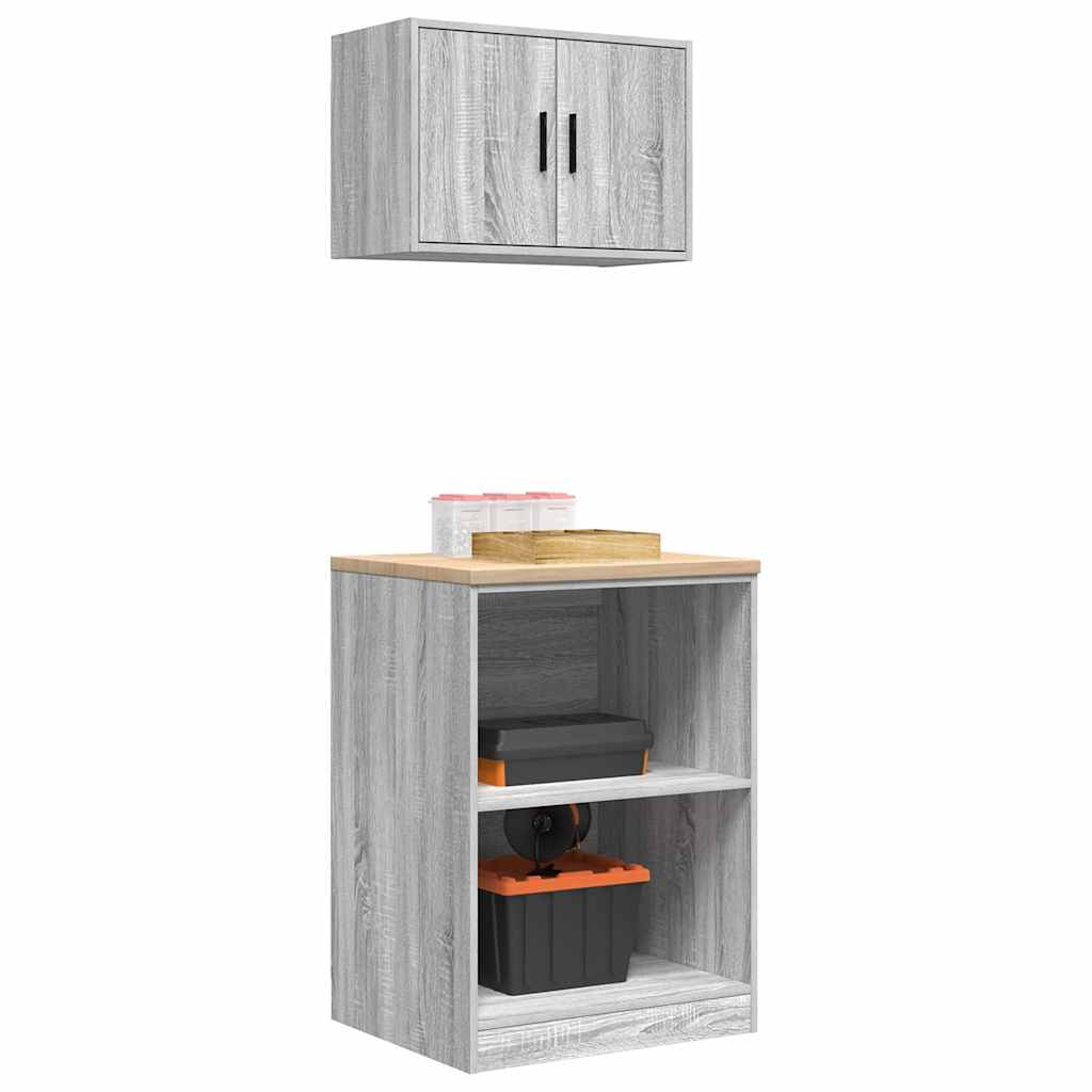 Armadi da Garage 2 pz Grigio Sonoma in Legno Multistrato 3328283