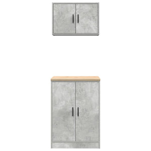 vidaXL Armadi da Garage 2 pz Grigio Cemento in Legno Multistrato