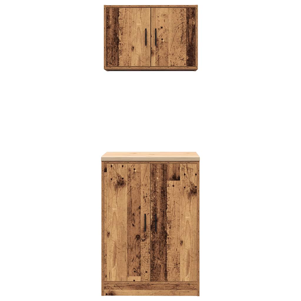 vidaXL Armadi da Garage 2 pz Legno Antico in Legno Multistrato