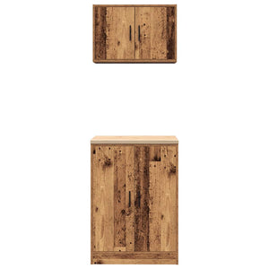 vidaXL Armadi da Garage 2 pz Legno Antico in Legno Multistrato