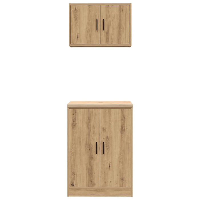 Armadi da Garage 2 pz Rovere Artigianale in Legno Multistrato 3328313