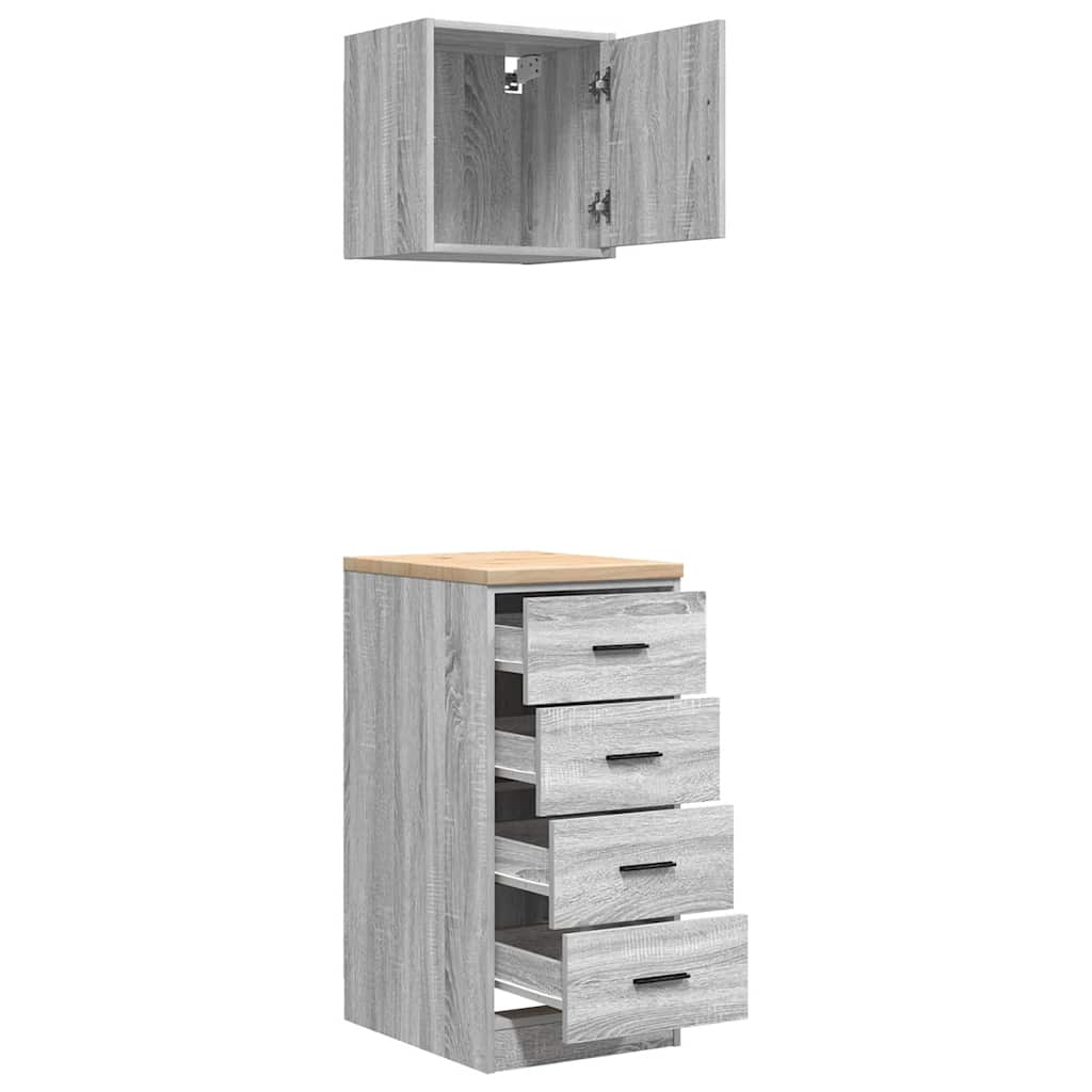 Armadi da Garage 2 pz Grigio Sonoma in Legno Multistrato 3328328