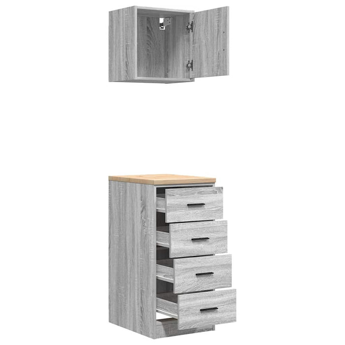 Armadi da Garage 2 pz Grigio Sonoma in Legno Multistrato 3328328