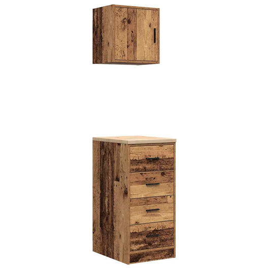 vidaXL Armadi da Garage 2 pz Legno Antico in Legno Multistrato