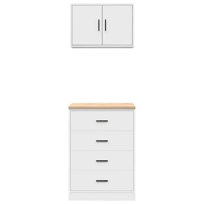 Armadi da Garage 2 pz Bianchi in Legno Multistrato 3328332