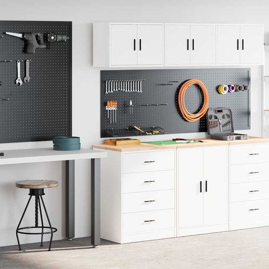 Armadi da Garage 2 pz Bianchi in Legno Multistrato 3328332