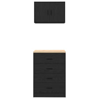 vidaXL Armadi da Garage 2 pz Neri in Legno Multistrato