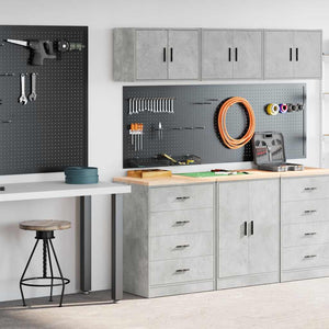 vidaXL Armadi da Garage 2 pz Grigio Cemento in Legno Multistrato