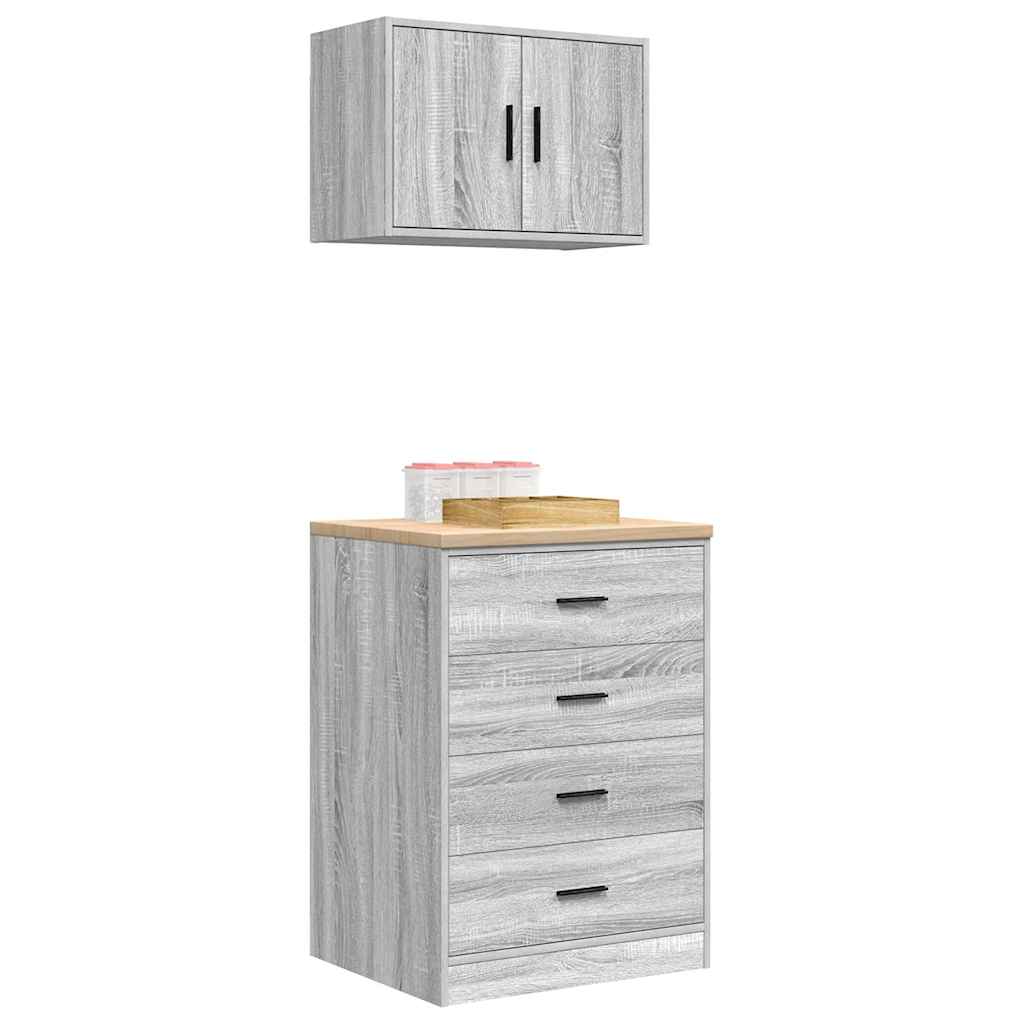 Armadi da Garage 2 pz Grigio Sonoma in Legno Multistrato 3328337