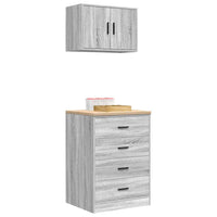 Armadi da Garage 2 pz Grigio Sonoma in Legno Multistrato 3328337