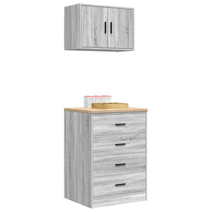 Armadi da Garage 2 pz Grigio Sonoma in Legno Multistrato 3328337