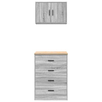 Armadi da Garage 2 pz Grigio Sonoma in Legno Multistrato 3328337