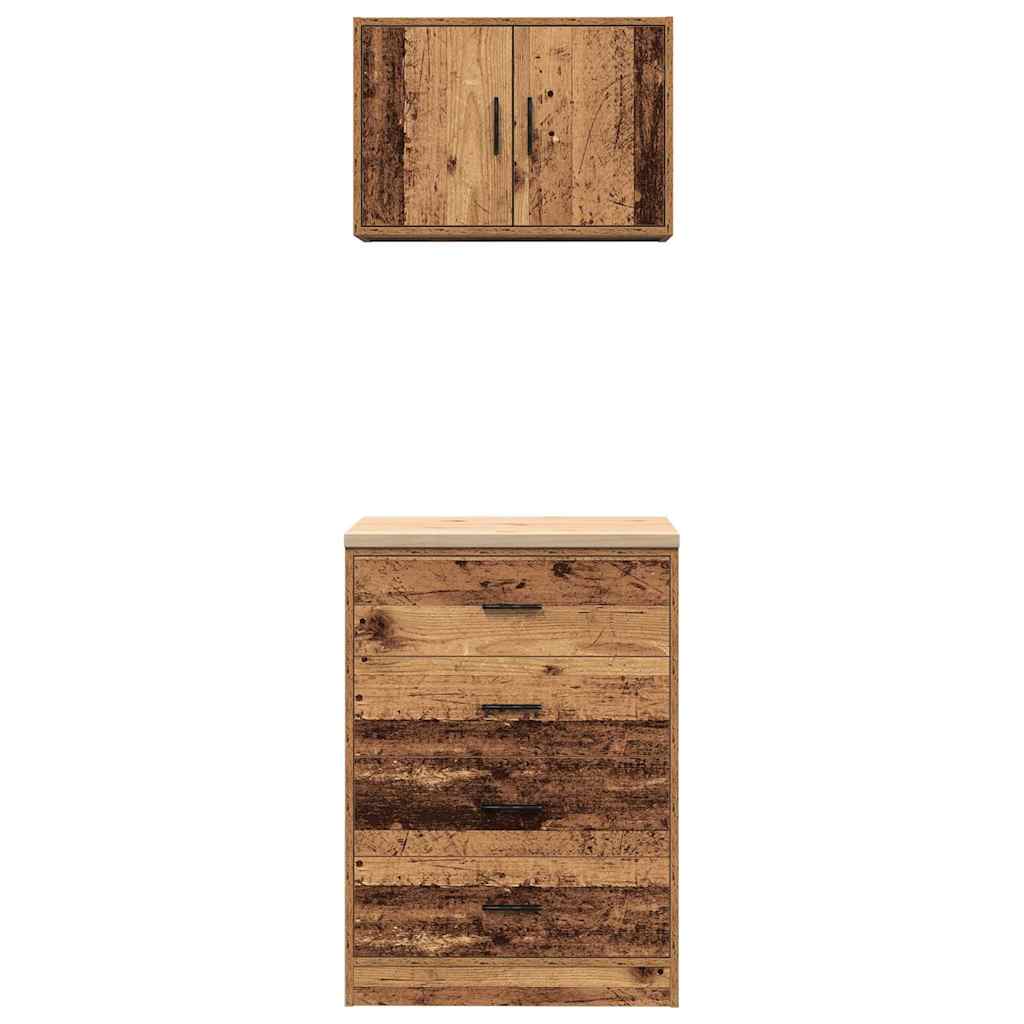 vidaXL Armadi da Garage 2 pz Legno Antico in Legno Multistrato