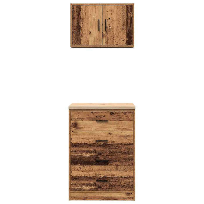 vidaXL Armadi da Garage 2 pz Legno Antico in Legno Multistrato