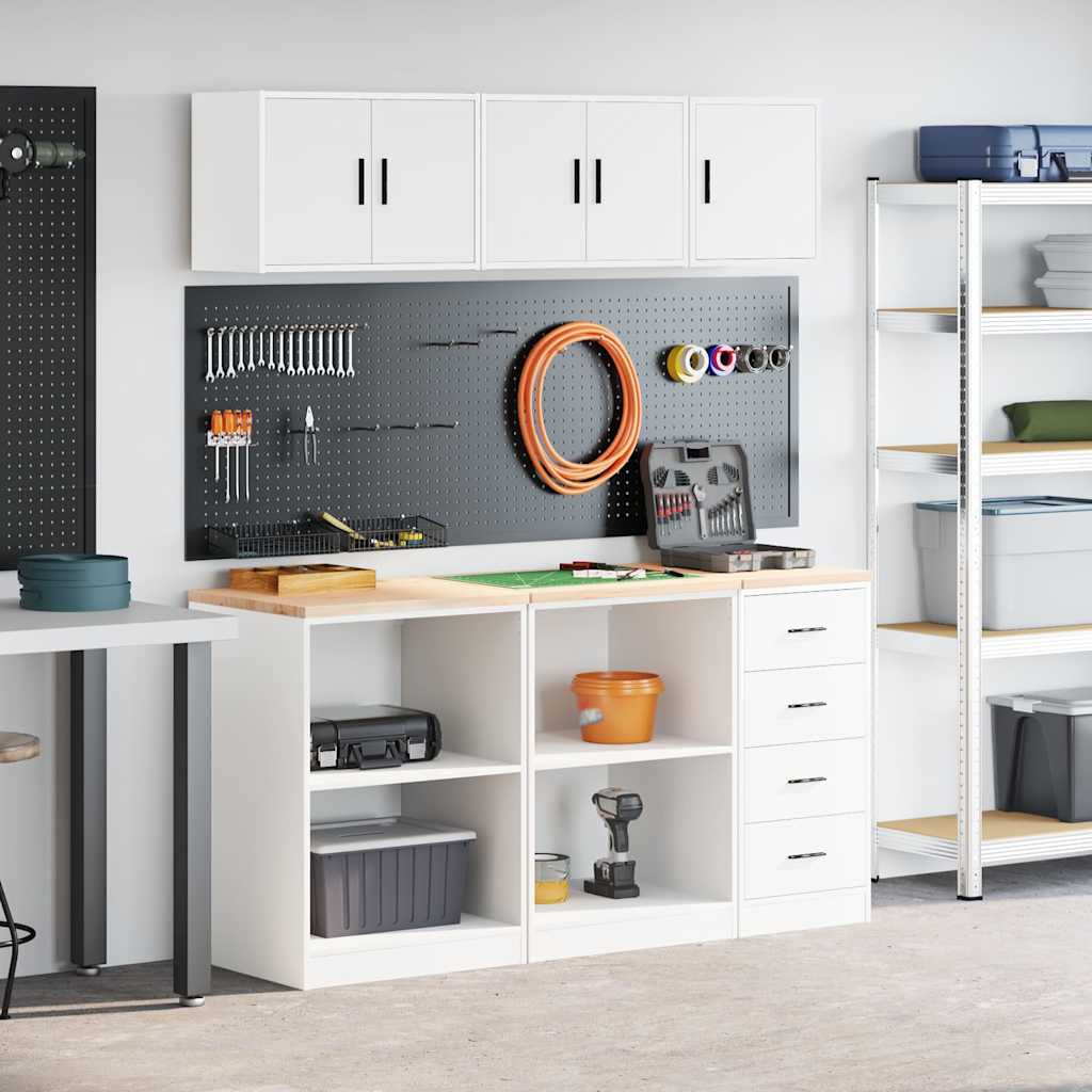 vidaXL Armadi da Garage 6 pz Bianchi in Legno Multistrato