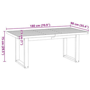 Tavolo Pranzo NOAIN Gambe a Forma U 180x90x75 cm Legno Massello 3328259