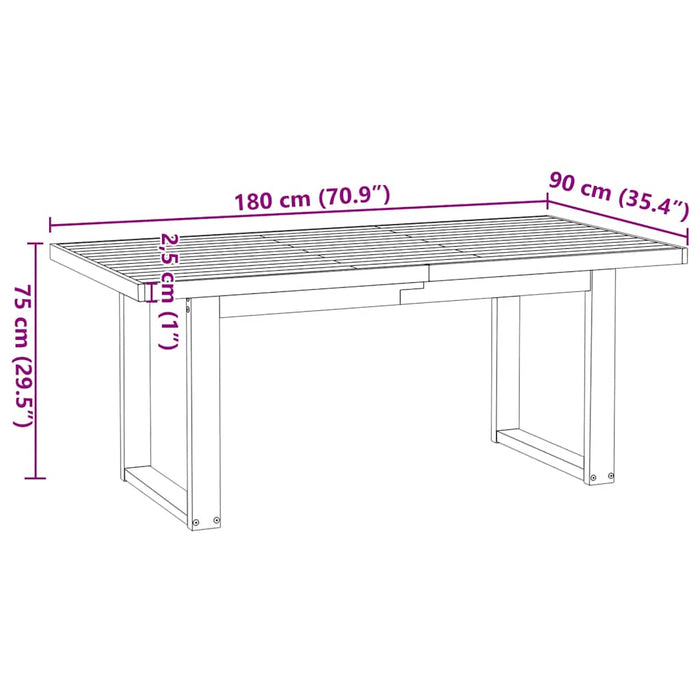 Tavolo Pranzo NOAIN Gambe a Forma U 180x90x75 cm Legno Massello 3328259