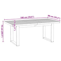 Tavolo Pranzo NOAIN Gambe a Forma U 180x90x75 cm Legno Massello