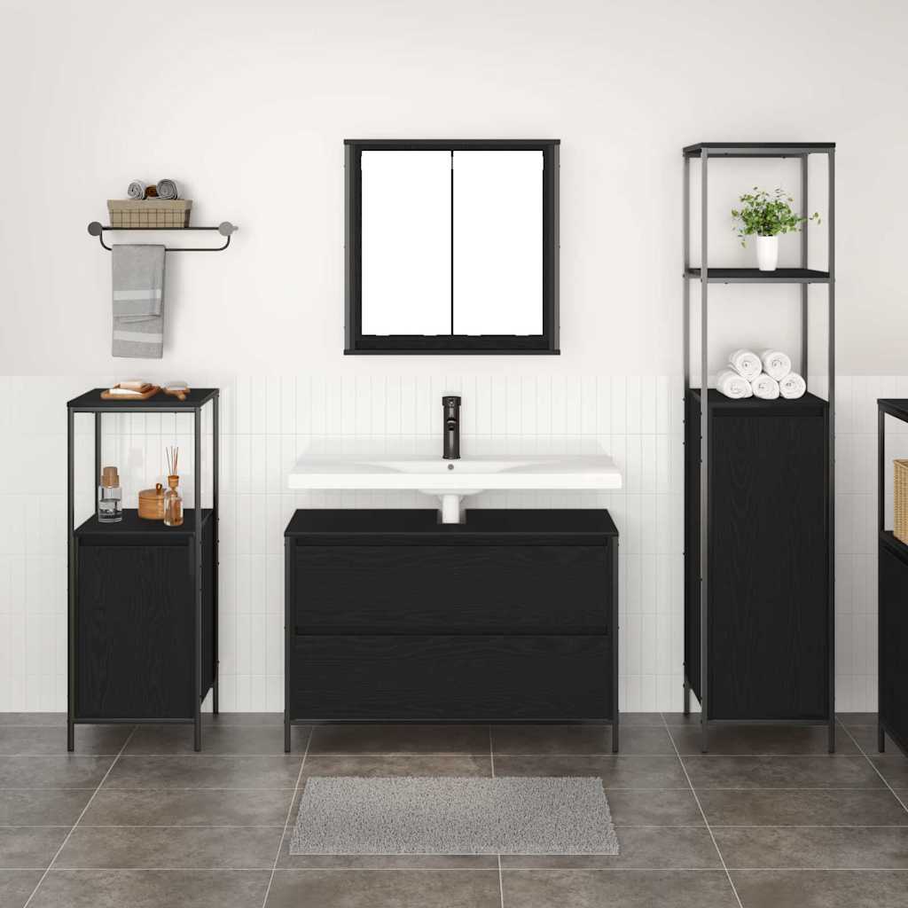 Set di mobili per il bagno 3 pcs Rovere nero 90 x 34.5 x 60 cm 3328359
