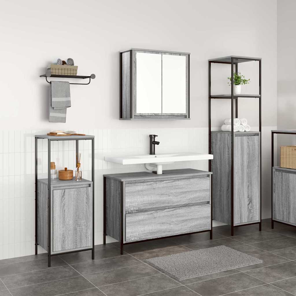 Set di mobili per il bagno con lo scaffale 3 pcs Grigio sonoma 3328362