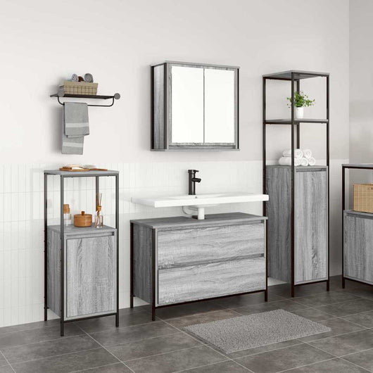 Set di mobili per il bagno con lo scaffale 3 pcs Grigio sonoma 3328362