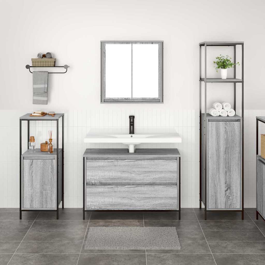 Set di mobili per il bagno con lo scaffale 3 pcs Grigio sonoma 3328362