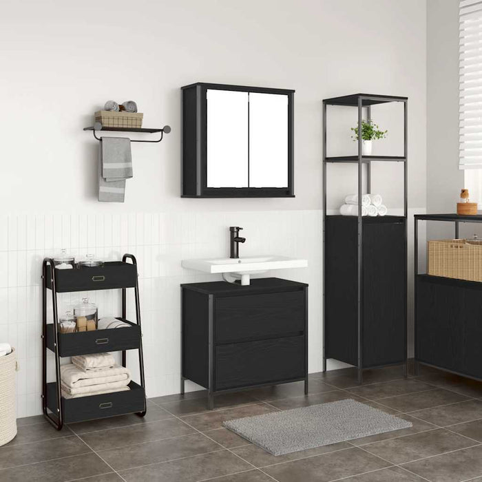 vidaXL Set Mobili da Bagno 2 pz Rovere Nero in Legno Multistrato