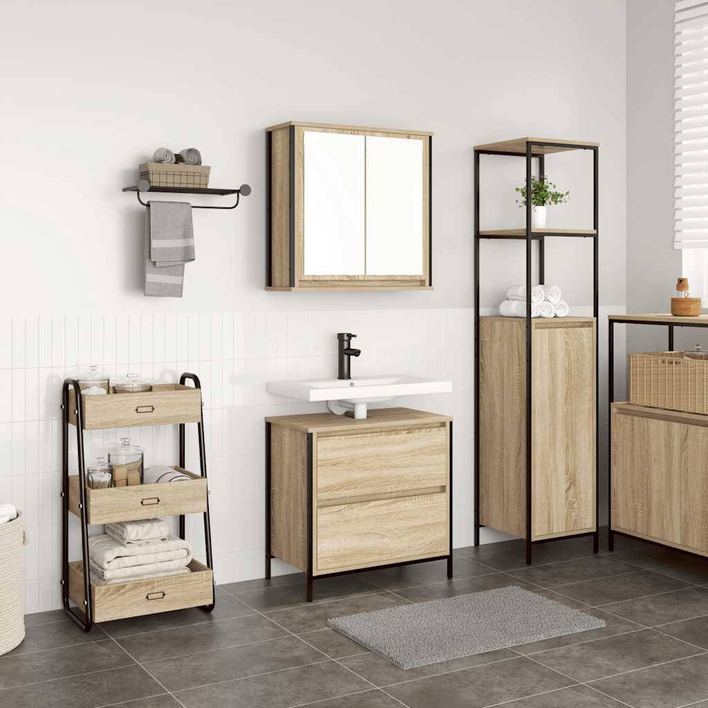 vidaXL Set Mobili da Bagno 2 pz Rovere Sonoma in Legno Multistrato