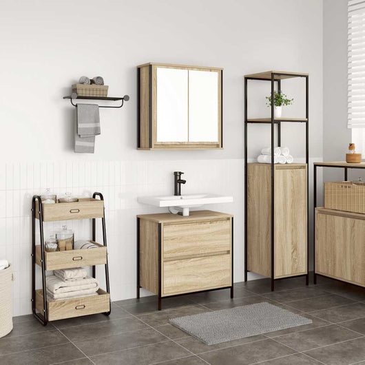 vidaXL Set Mobili da Bagno 2 pz Rovere Sonoma in Legno Multistrato