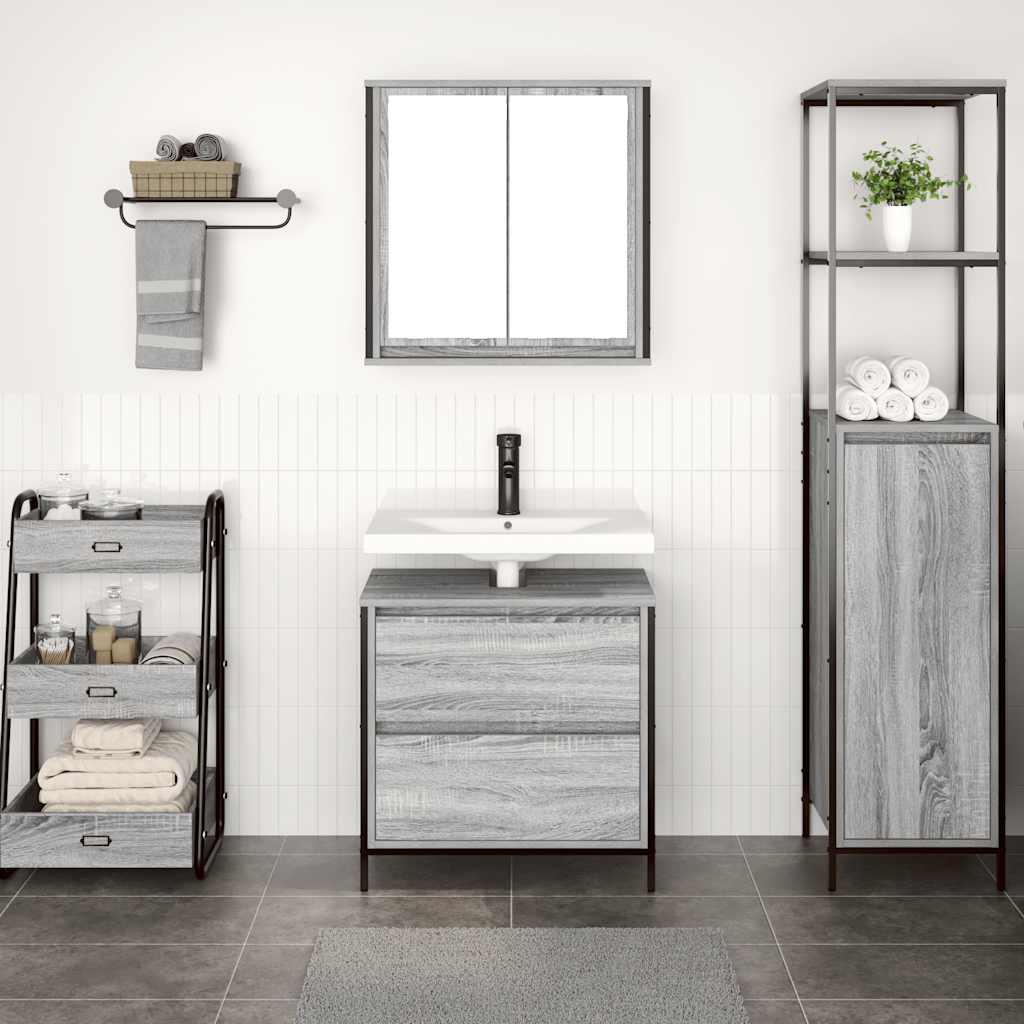 vidaXL Set Mobili da Bagno 2 pz Grigio Sonoma in Legno Multistrato